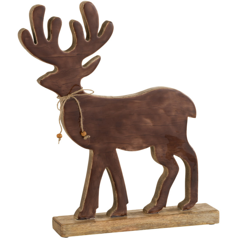Statue déco XL Cerf Bruiser en Bois de manguier Marron - 1