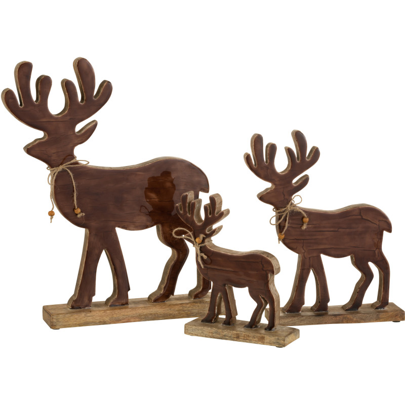 Statue déco XL Cerf Bruiser en Bois de manguier Marron - 2