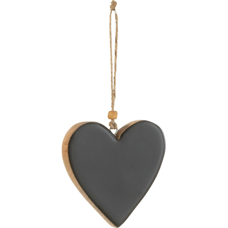 Suspension de Noël Coeur Hauteur 10 cm en Bois de manguier Noir - 1