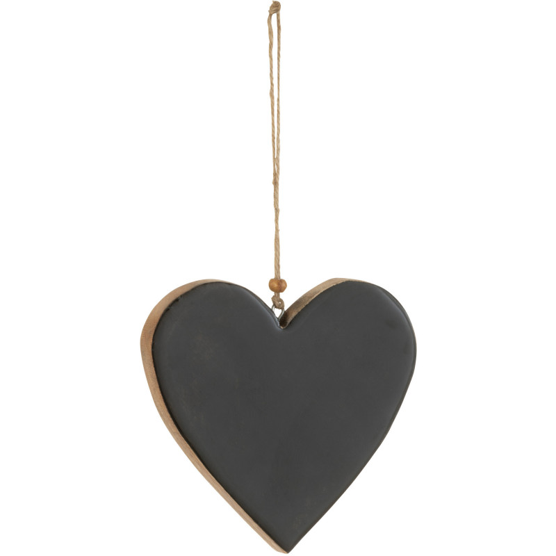Suspension de Noël Coeur Hauteur 15 cm en Bois de manguier Noir - 1