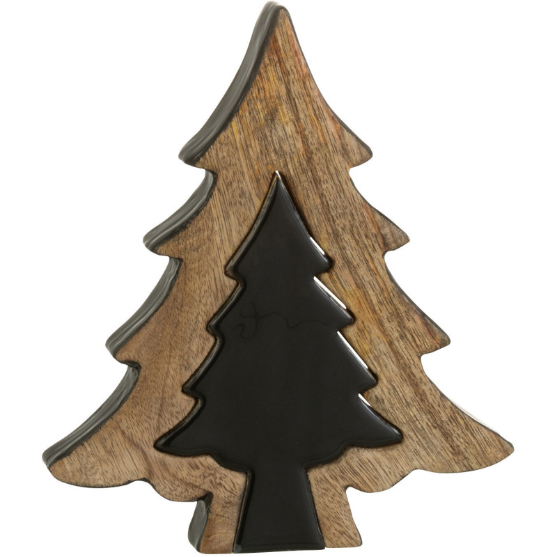 Sapin de Noël Puzzle Hauteur 25 cm en Bois de manguier Naturel Noir - 1
