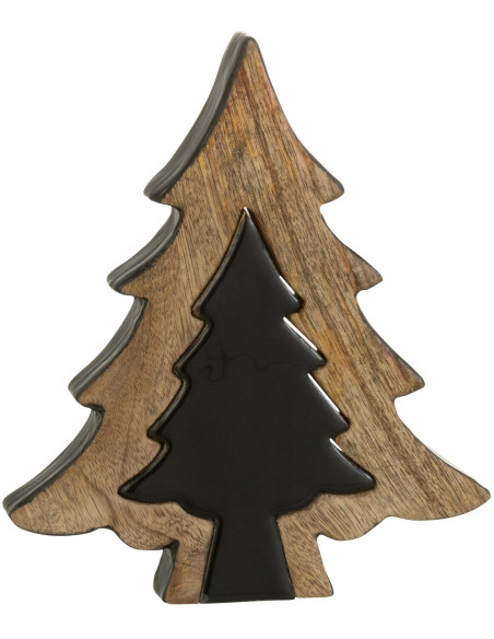 Sapin de Noël Puzzle Hauteur 25 cm en Bois de manguier Naturel Noir - 1