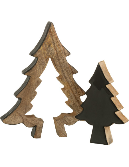 Sapin de Noël Puzzle Hauteur 25 cm en Bois de manguier Naturel Noir - 3