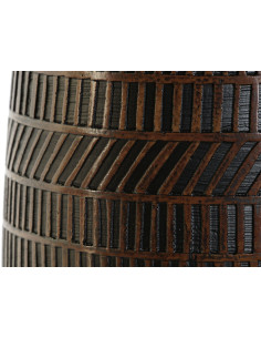 Vase style africain Rond Hauteur 21 cm en Résine Marron Métal Noir Astou - 1 2