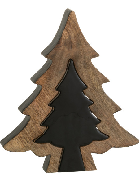 Sapin de Noël Puzzle Hauteur 30 cm en Bois de manguier Naturel Noir - 1