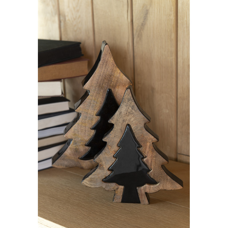 Sapin de Noël Puzzle Hauteur 30 cm en Bois de manguier Naturel Noir - 2