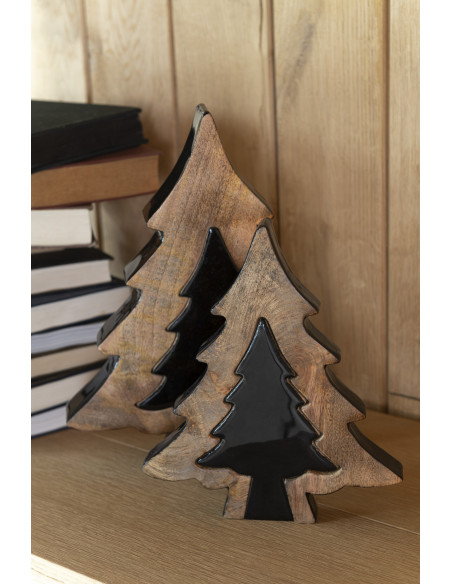Sapin de Noël Puzzle Hauteur 30 cm en Bois de manguier Naturel Noir - 2