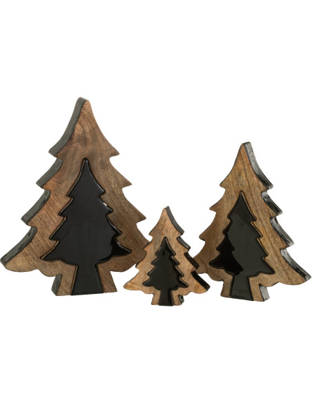 Sapin de Noël Puzzle Hauteur 30 cm en Bois de manguier Naturel Noir - 4