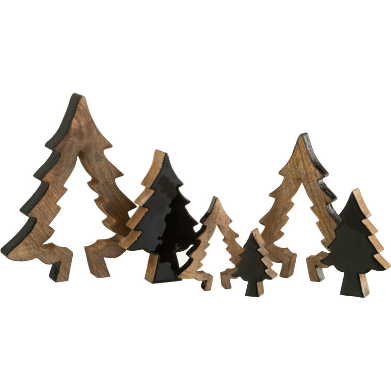 Sapin de Noël Puzzle Hauteur 30 cm en Bois de manguier Naturel Noir - 5