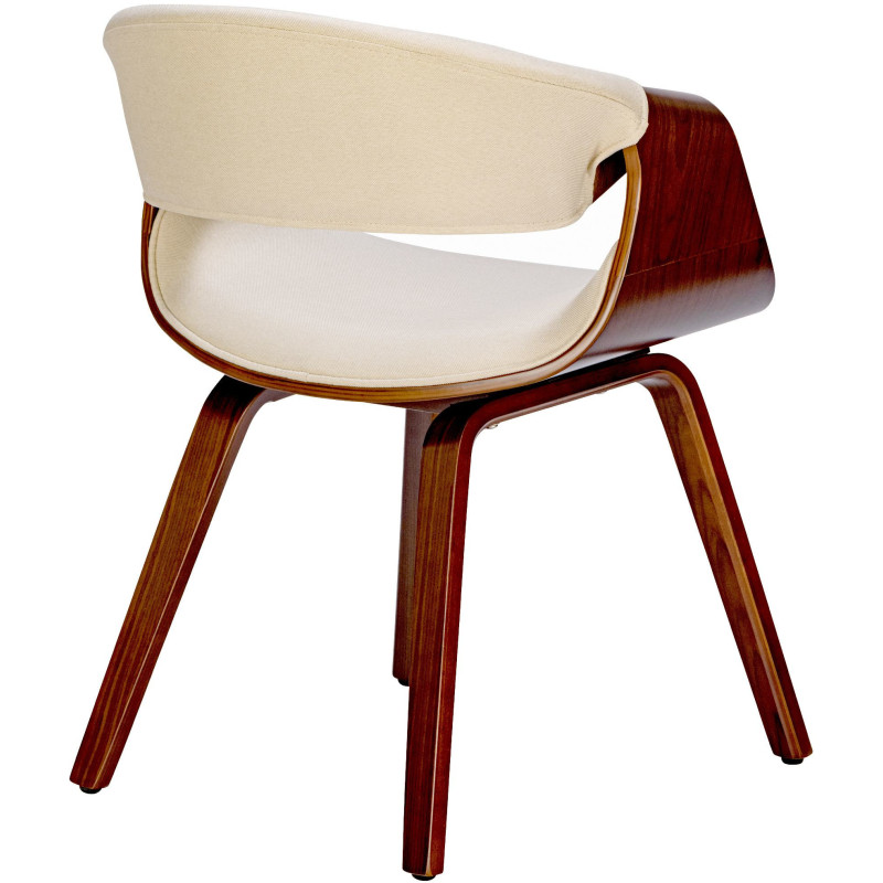 Fauteuil de table haut de gamme en Tissu Blanc crème Bois Marron noyer Velric - 2