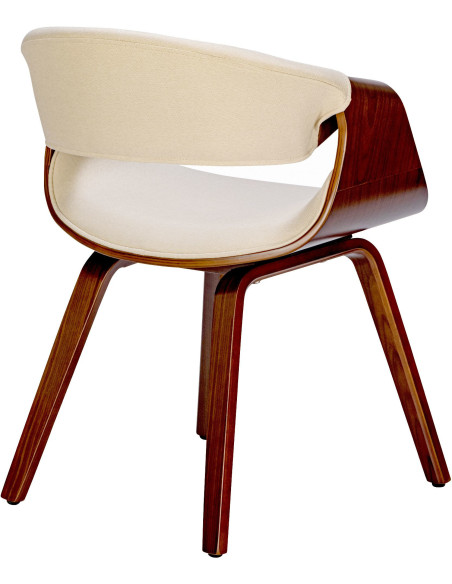 Fauteuil de table haut de gamme en Tissu Blanc crème Bois Marron noyer Velric - 2