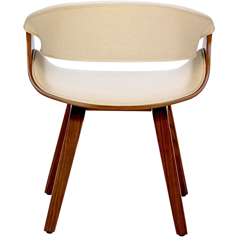 Fauteuil de table haut de gamme en Tissu Blanc crème Bois Marron noyer Velric - 3