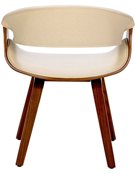 Fauteuil de table haut de gamme en Tissu Blanc crème Bois Marron noyer Velric - 3