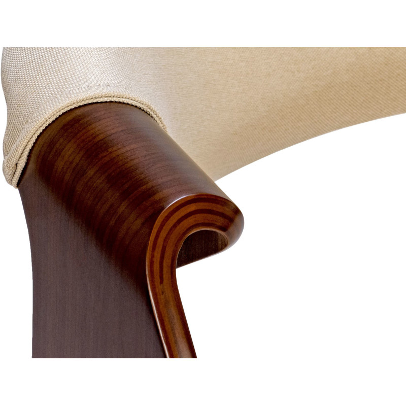 Fauteuil de table haut de gamme en Tissu Blanc crème Bois Marron noyer Velric - 4