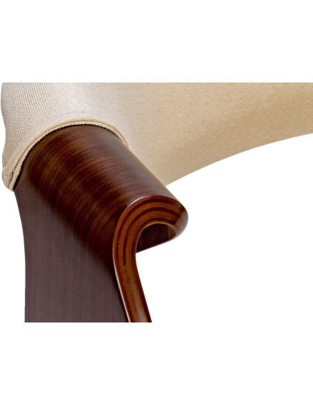 Fauteuil de table haut de gamme en Tissu Blanc crème Bois Marron noyer Velric - 4