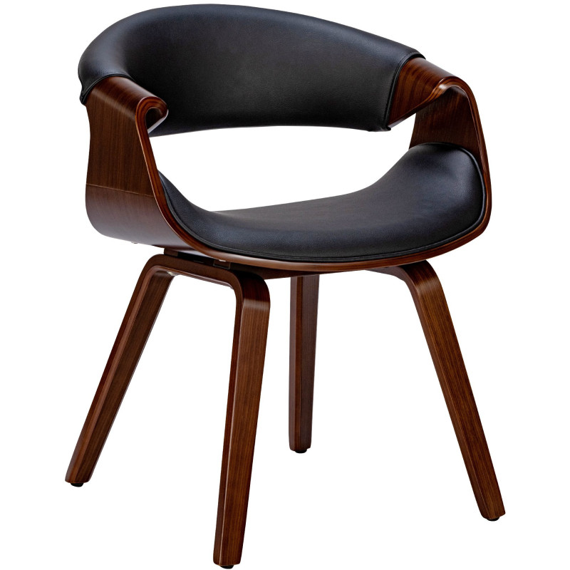 Fauteuil de table haut de gamme en Polyuréthane Noir Bois Marron noyer Velric - 1