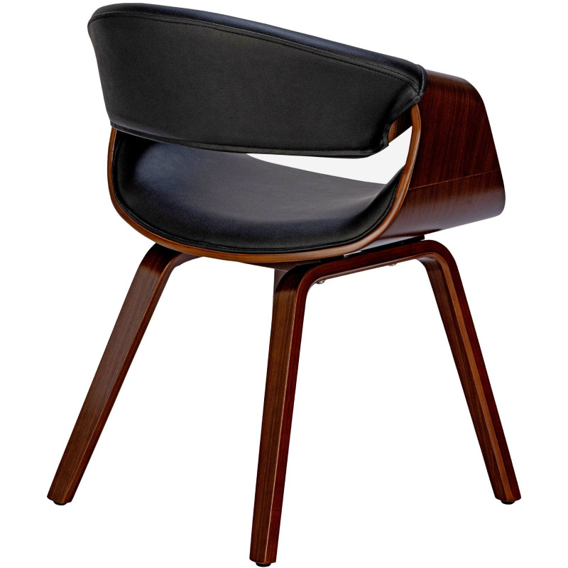 Fauteuil de table haut de gamme en Polyuréthane Noir Bois Marron noyer Velric - 2