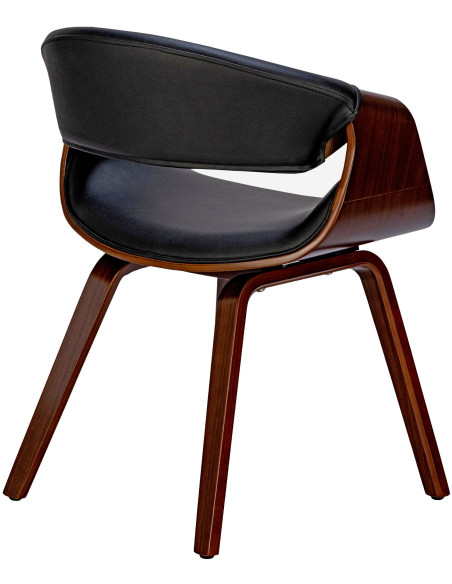 Fauteuil de table haut de gamme en Polyuréthane Noir Bois Marron noyer Velric - 2