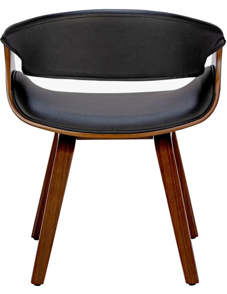 Fauteuil de table haut de gamme en Polyuréthane Noir Bois Marron noyer Velric - 3