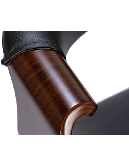 Fauteuil de table haut de gamme en Polyuréthane Noir Bois Marron noyer Velric - 4