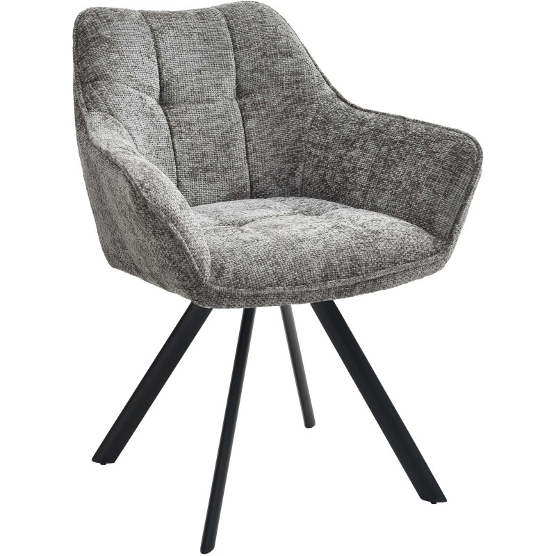 Fauteuil de table moderne en Tissu Gris foncé Métal Noir Jovano - 1