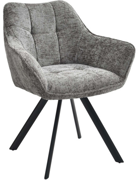 Fauteuil de table moderne en Tissu Gris foncé Métal Noir Jovano - 1
