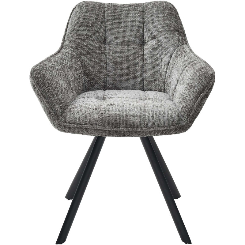 Fauteuil de table moderne en Tissu Gris foncé Métal Noir Jovano - 2