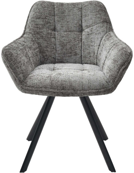 Fauteuil de table moderne en Tissu Gris foncé Métal Noir Jovano - 2