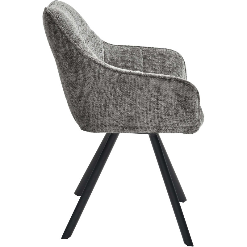 Fauteuil de table moderne en Tissu Gris foncé Métal Noir Jovano - 3