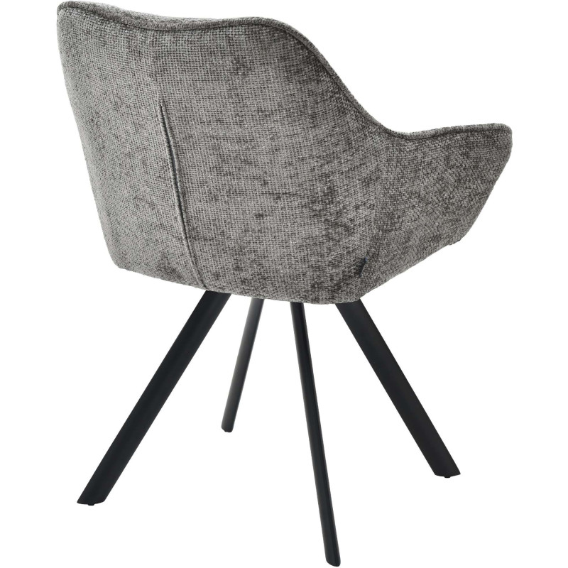 Fauteuil de table moderne en Tissu Gris foncé Métal Noir Jovano - 4