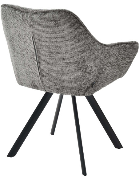 Fauteuil de table moderne en Tissu Gris foncé Métal Noir Jovano - 4