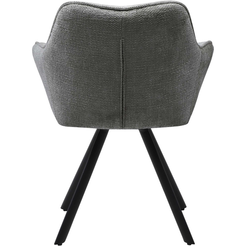 Fauteuil de table moderne en Tissu Gris foncé Métal Noir Jovano - 5