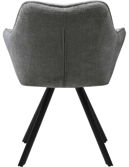 Fauteuil de table moderne en Tissu Gris foncé Métal Noir Jovano - 5