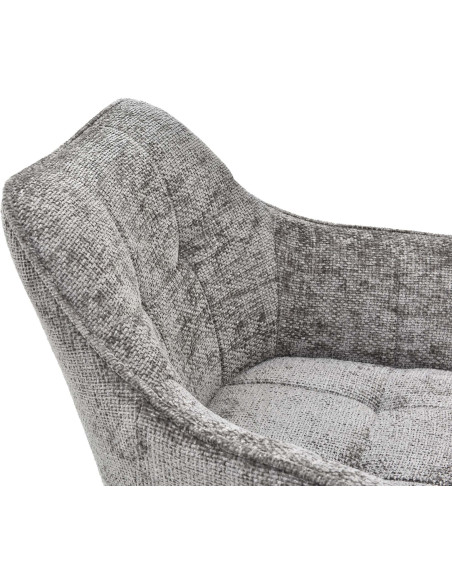 Fauteuil de table moderne en Tissu Gris foncé Métal Noir Jovano - 7