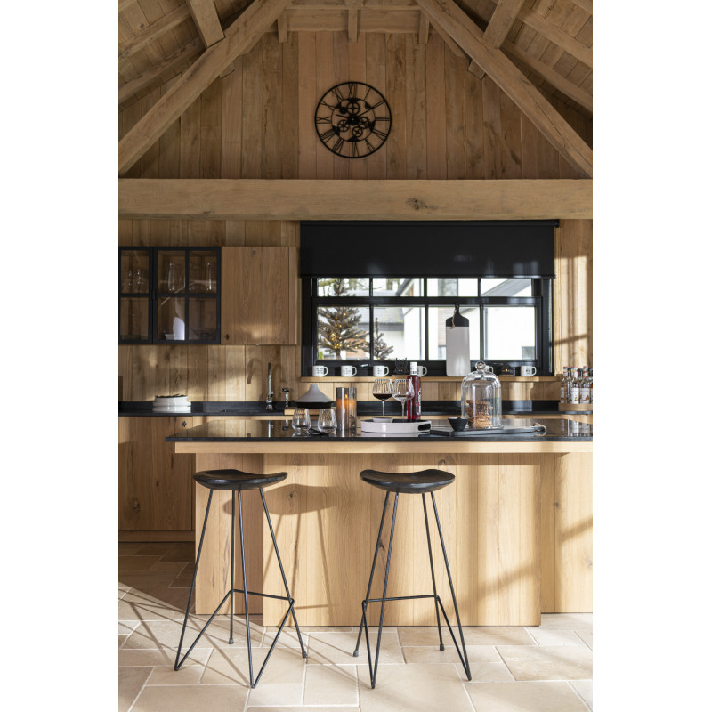 Tabouret de bar Guido en Bois de teck Noir Métal Noir - 2