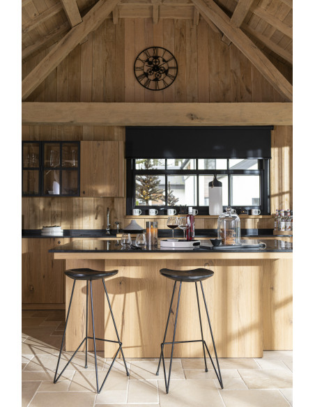 Tabouret de bar Guido en Bois de teck Noir Métal Noir - 2