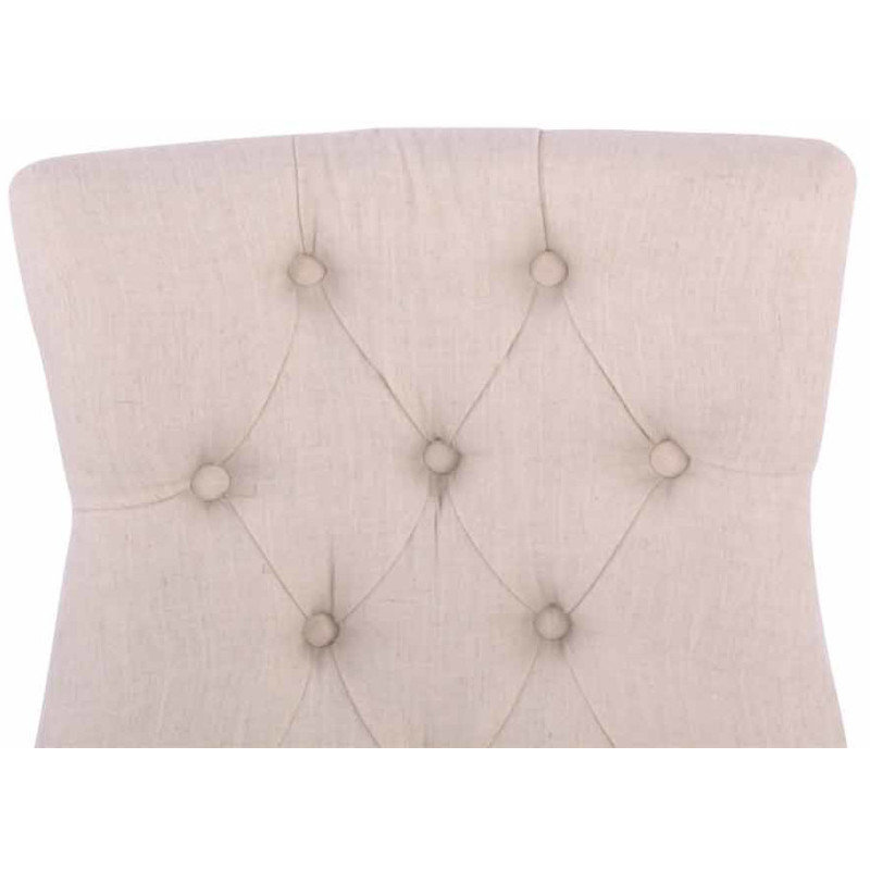 Chaise style vintage Dossier capitonné en Tissu Blanc crème Bois Marron Huguette - 4