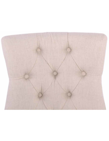 Chaise style vintage Dossier capitonné en Tissu Blanc crème Bois Marron Huguette - 4