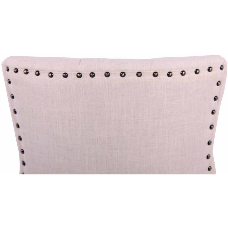 Chaise style vintage Dossier capitonné en Tissu Blanc crème Bois Marron Huguette - 5