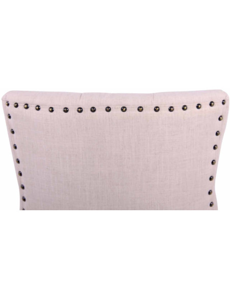 Chaise style vintage Dossier capitonné en Tissu Blanc crème Bois Marron Huguette - 5