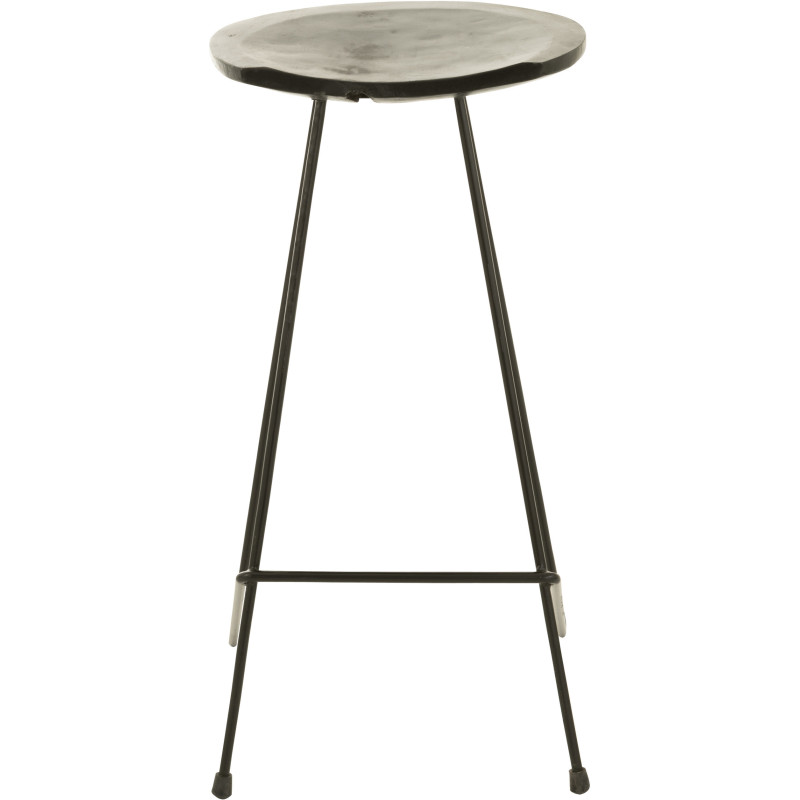 Tabouret de bar Guido en Bois de teck Noir Métal Noir - 3