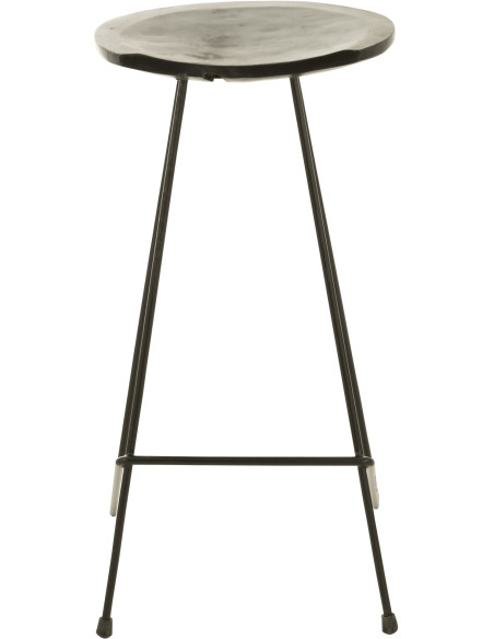 Tabouret de bar Guido en Bois de teck Noir Métal Noir - 3