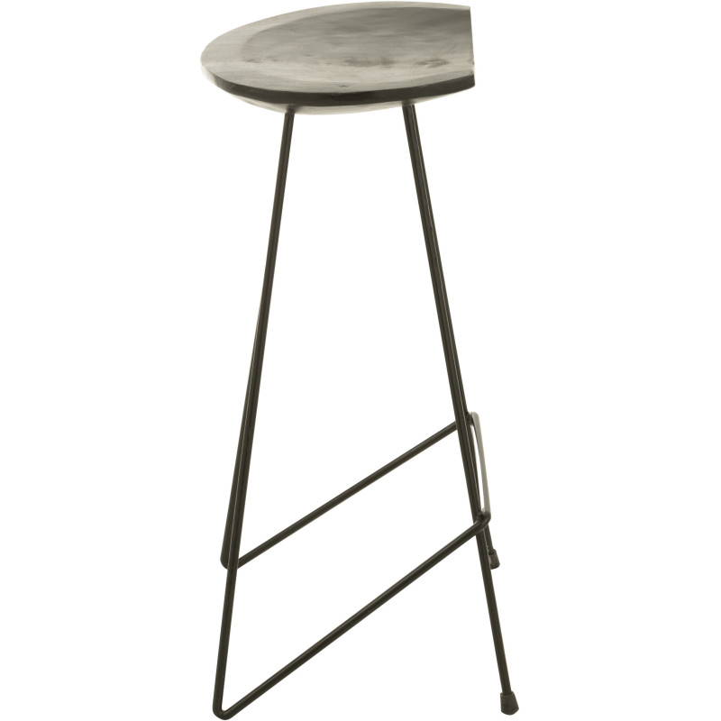 Tabouret de bar Guido en Bois de teck Noir Métal Noir - 4