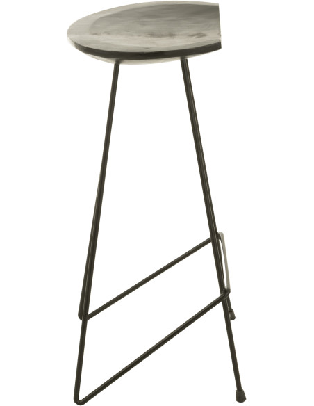 Tabouret de bar Guido en Bois de teck Noir Métal Noir - 4