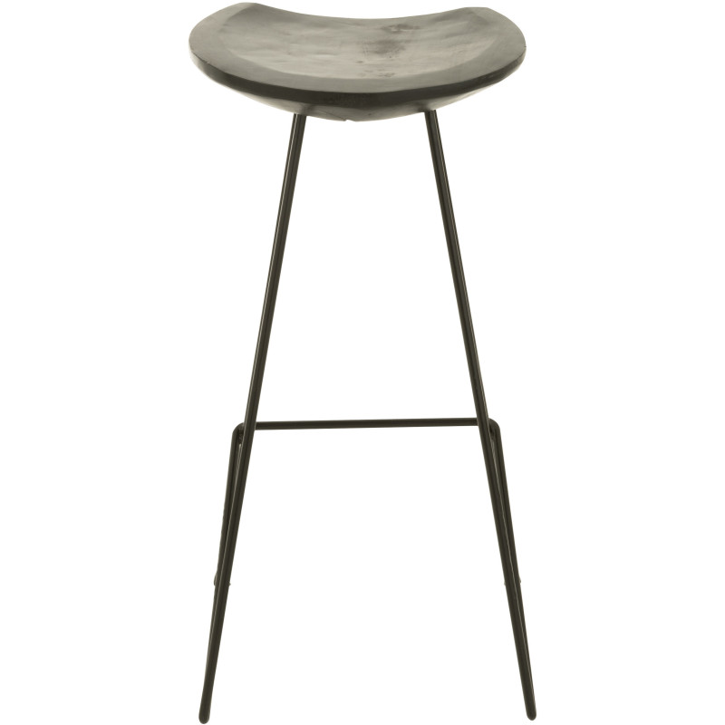 Tabouret de bar Guido en Bois de teck Noir Métal Noir - 5