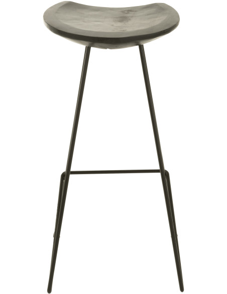 Tabouret de bar Guido en Bois de teck Noir Métal Noir - 5