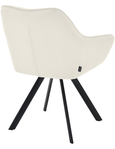 Fauteuil de table moderne en Velours Blanc crème Métal Noir Jovano  - 4