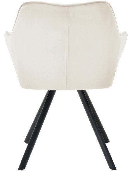 Fauteuil de table moderne en Velours Blanc crème Métal Noir Jovano  - 5