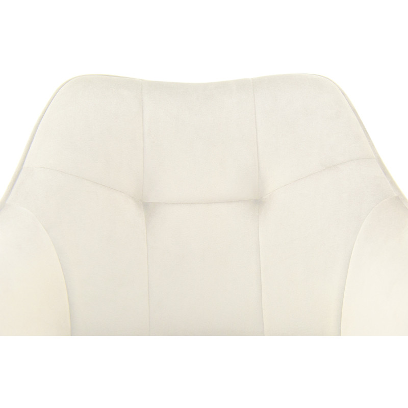 Fauteuil de table moderne en Velours Blanc crème Métal Noir Jovano  - 6