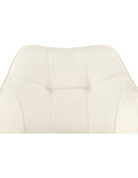Fauteuil de table moderne en Velours Blanc crème Métal Noir Jovano  - 6